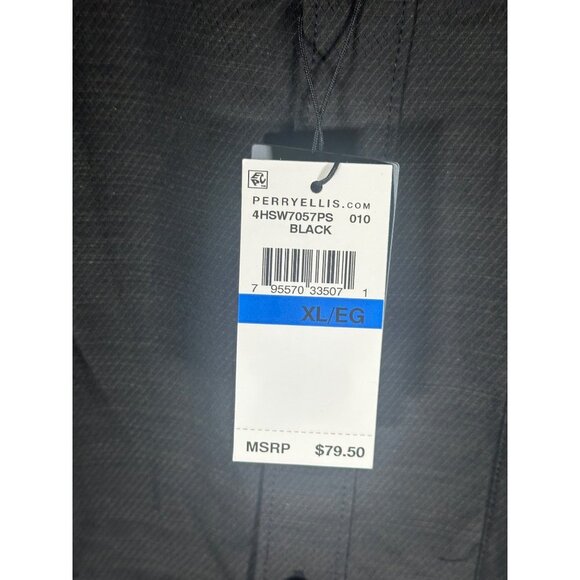 Perry Ellis Mens Short Sleeve Solid Voile Woven Shirt, Black, Size XL, NWT - Picture 4 of 5
